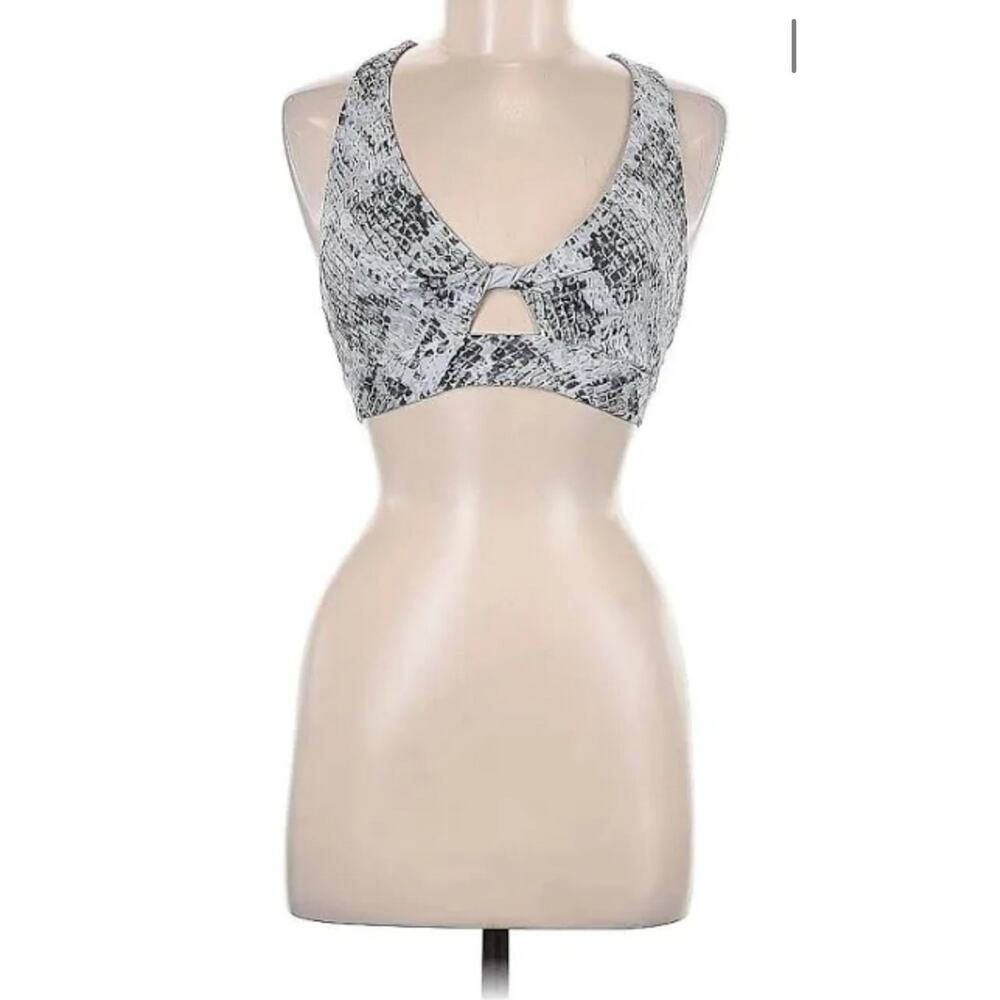 VS Pink gray and white snakeskin twist front sports bra